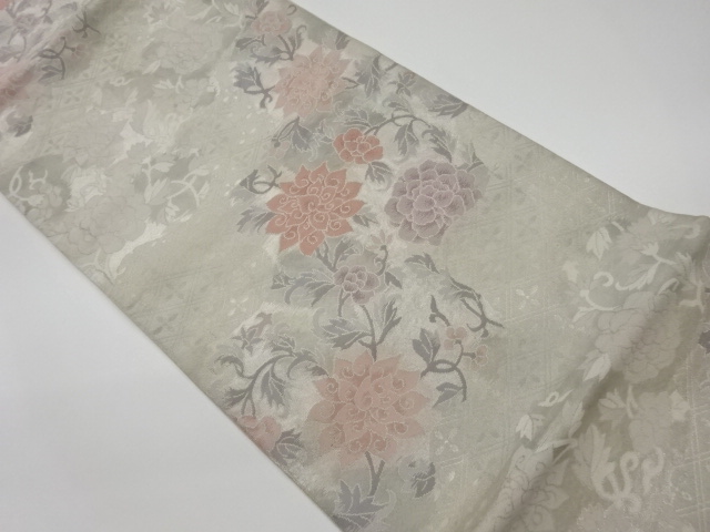 リサイクル　道長取りに花唐草模様織出し袋帯